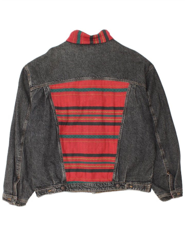 Vintage hombres chaqueta de mezclilla Reino Unido 38 azul medio colorblock