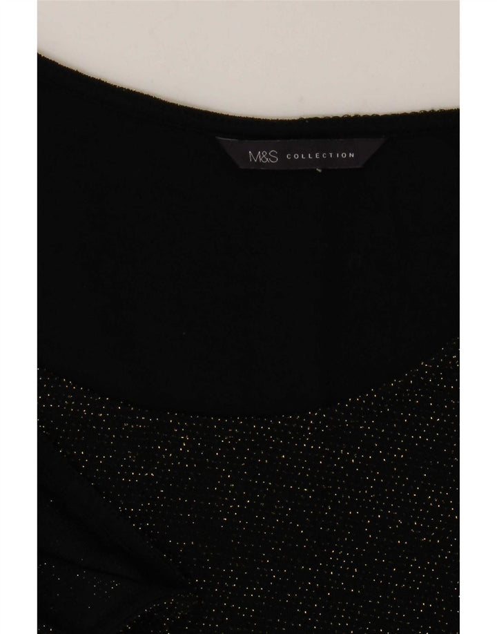 Marks & Spencer Top Túnica para Mujer UK 44 Mediano Negro Moteado