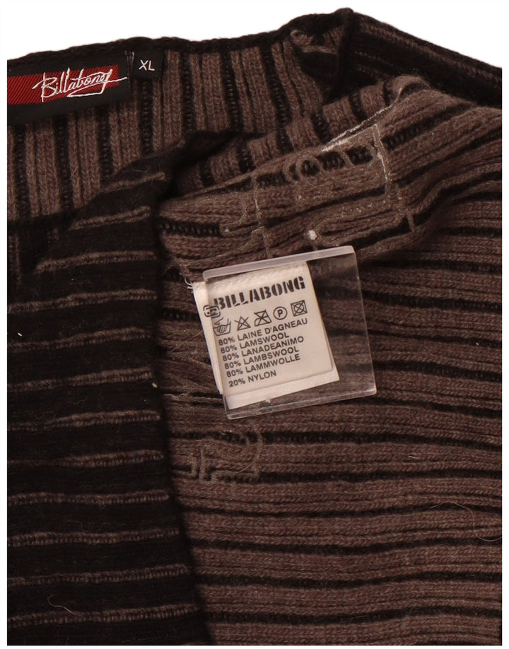 Billabong Suéter tipo jersey con cuello barco para mujer UK 40 XL Lana de cordero a rayas negras