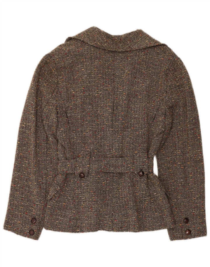 Vintage mujer chaqueta utilitaria Reino Unido 12 gris medio moteado