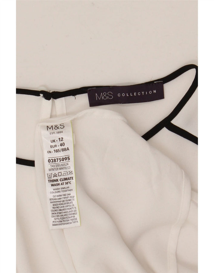 Marks & Spencer Blusa de manga larga para mujer UK 42 Poliéster blanco mediano