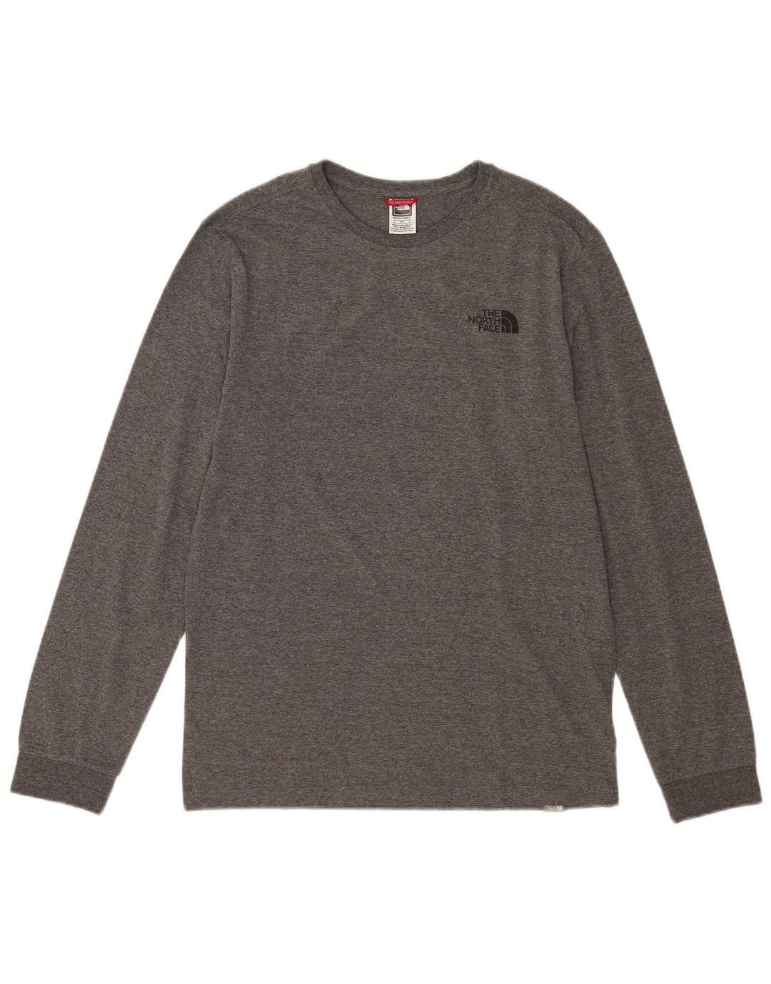 The North Face Camiseta de manga larga para hombre de algodón moteado gris pequeño