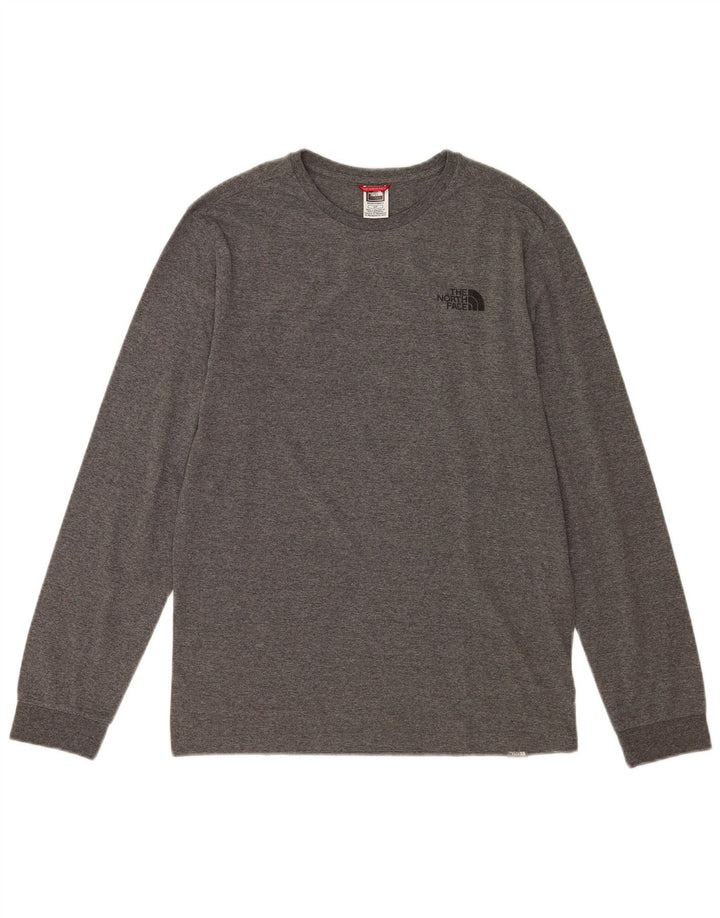 The North Face Camiseta de manga larga para hombre de algodón moteado gris pequeño