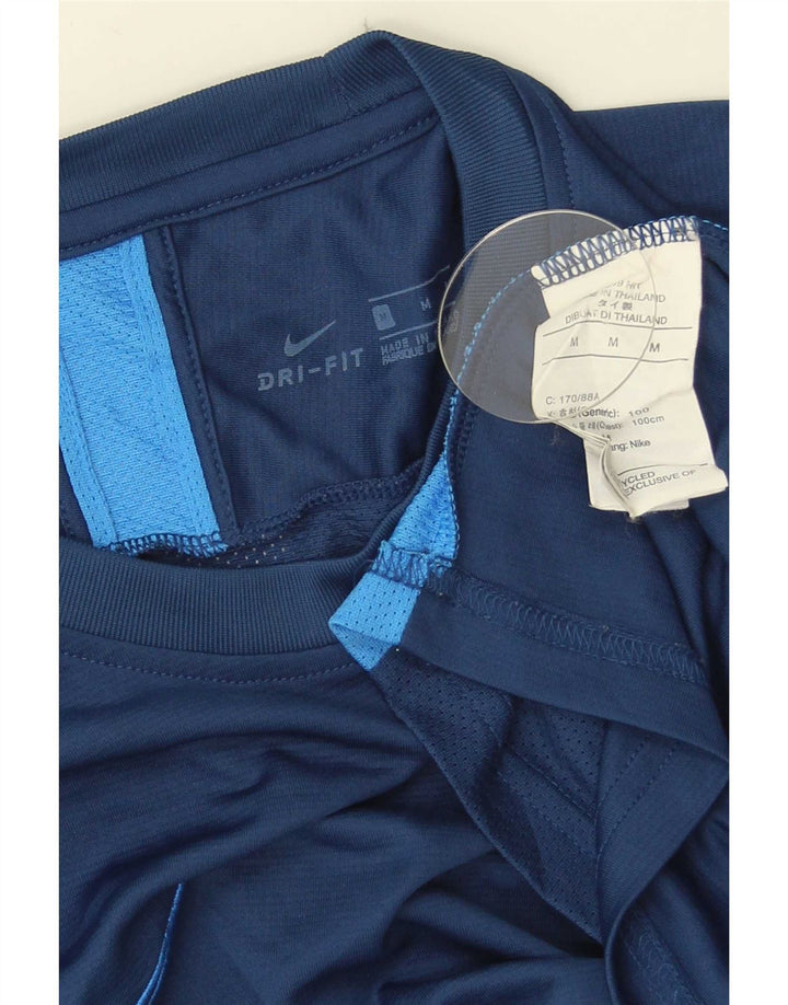 Camiseta Nike Dri Fit para hombre Top medio azul marino color block Poliéster
