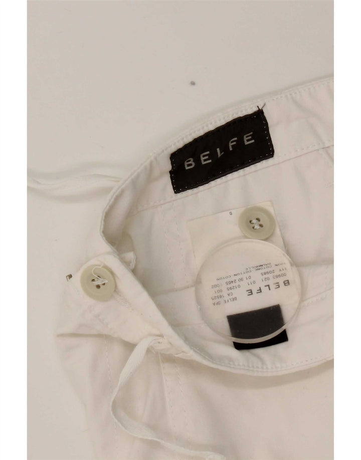 Belfe Pantalones cortos chinos para hombre W30 Algodón blanco mediano