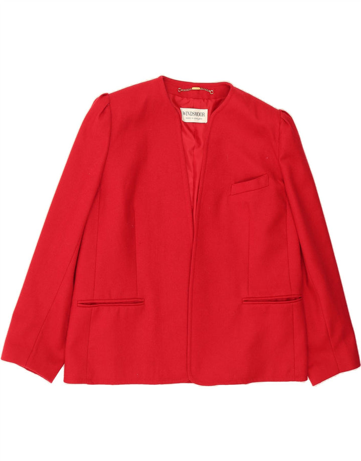 WINDSMOOR Womens Open Blazer Jacket UK 18 XL Red New Wool Vintage Windsmoor and Second-Hand Windsmoor from Messina Hembry 
