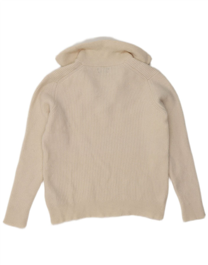 Massimo Dutti Jersey con cuello tipo polo para mujer UK 40 Medium Off White Wool