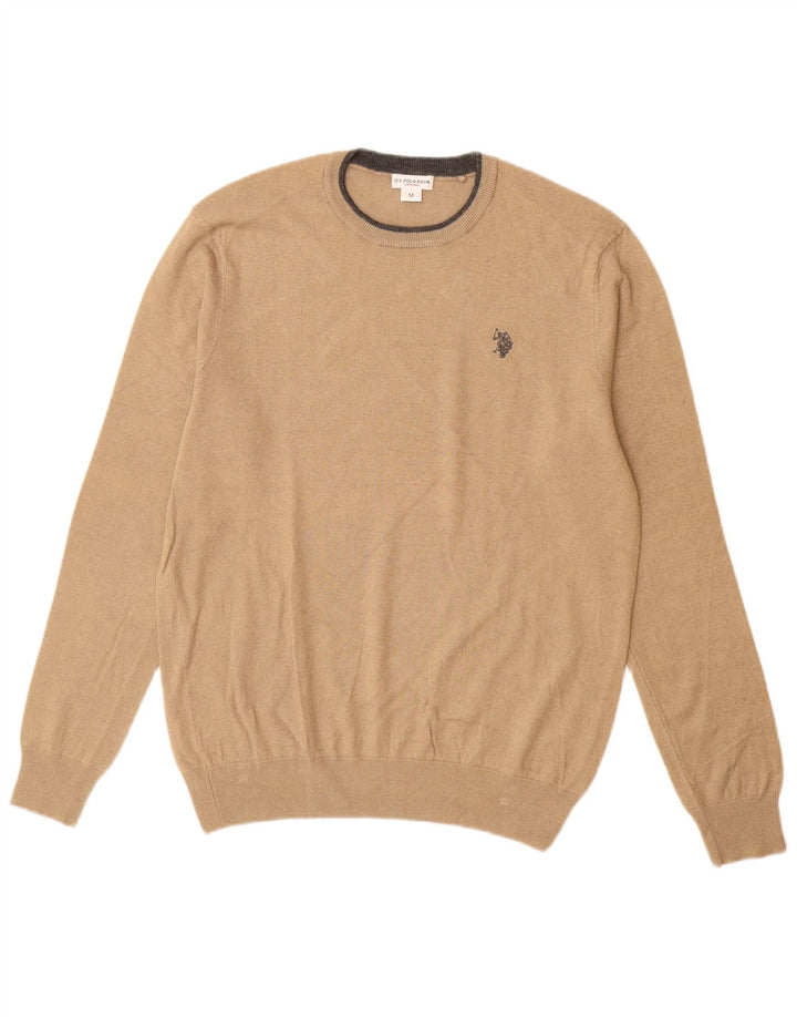 Asociación de Polo de EE. UU. Jersey De Cuello Redondo Beige Medio Hombre