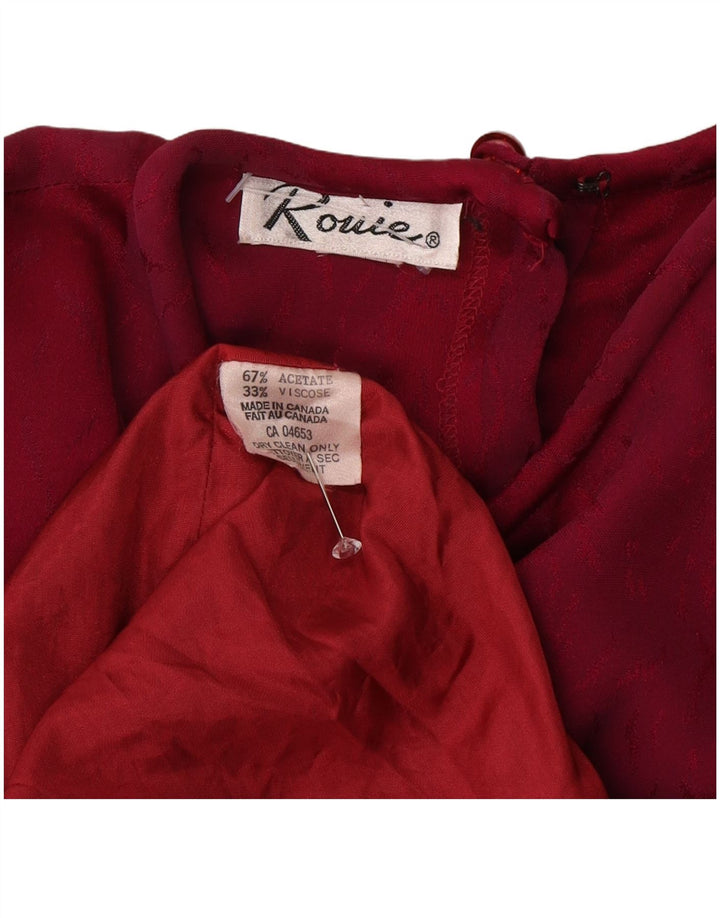 Rouie Vestido largo de manga larga para mujer UK 42 Acetato rojo mediano