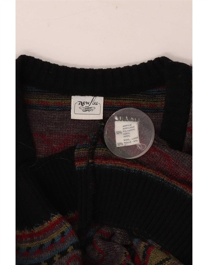 Vintage hombres chaleco tanque top grande multicolor geométrico acrílico