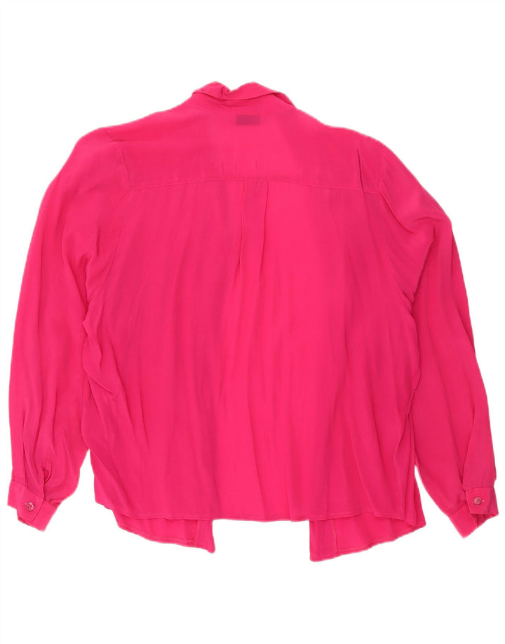 Vintage mujer camisa de gran tamaño blusa Reino Unido 10 pequeño rosa