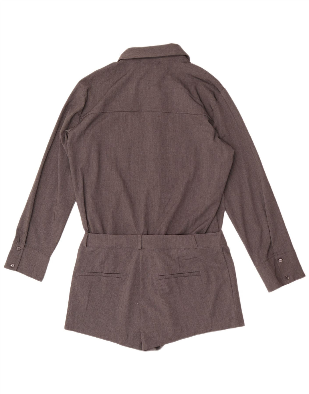 Zara Mujer Camisa Mono Corto UK 40 Grande Poliéster Gris
