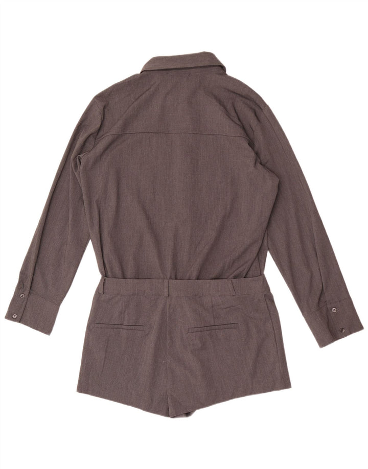 Zara Mujer Camisa Mono Corto UK 40 Grande Poliéster Gris