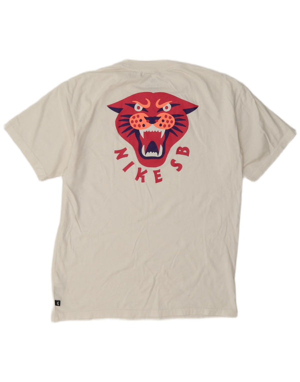 Nike SB Panther Camiseta holgada con gráfico para hombre, talla pequeña, algodón blanco