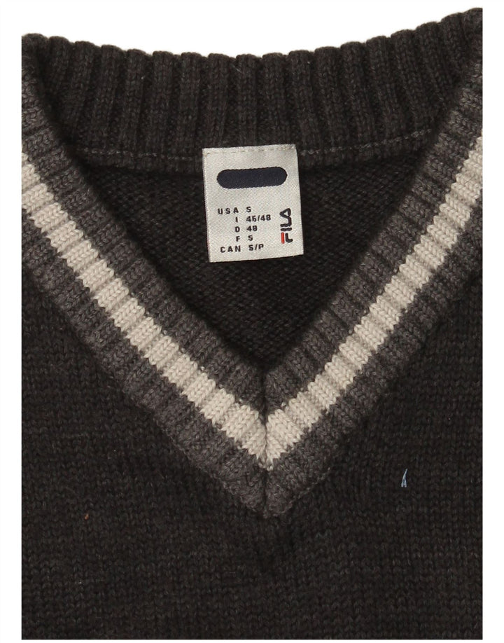 Fila Jersey con cuello en V para hombre, talla pequeña, gris