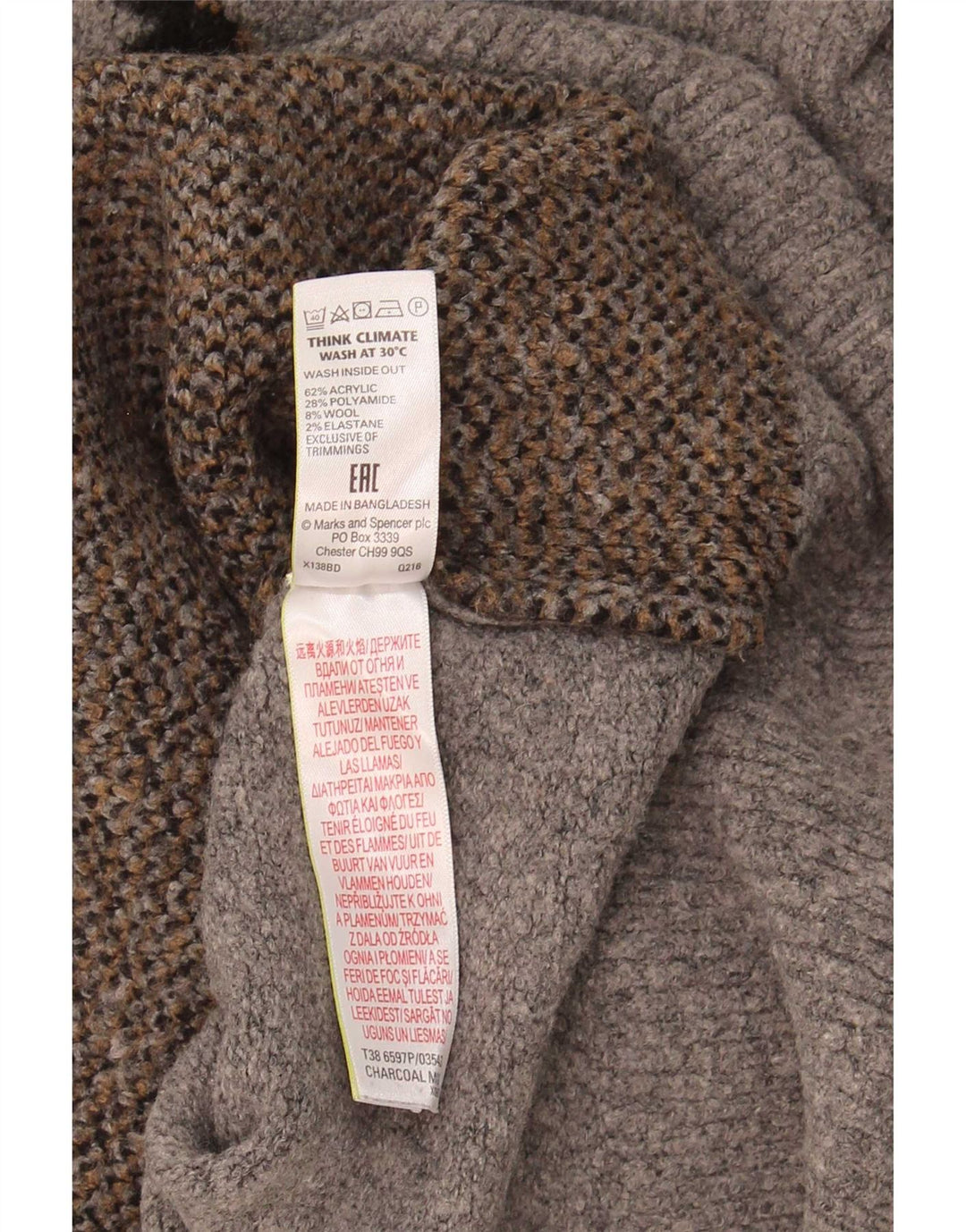 Marks & Spencer Jersey con Cuello Alto para Mujer UK 40 XL Gris