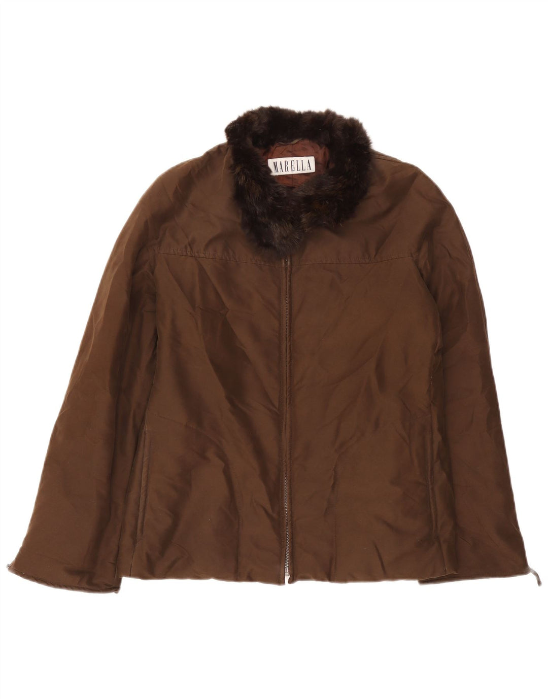 Marella Chaqueta Bomber para Mujer UK 42 Poliéster Marrón Medio