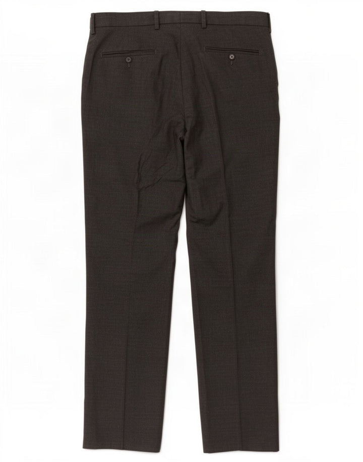 Marks & Spencer Pantalón de traje de corte regular para hombre W34 L31 Poliéster gris