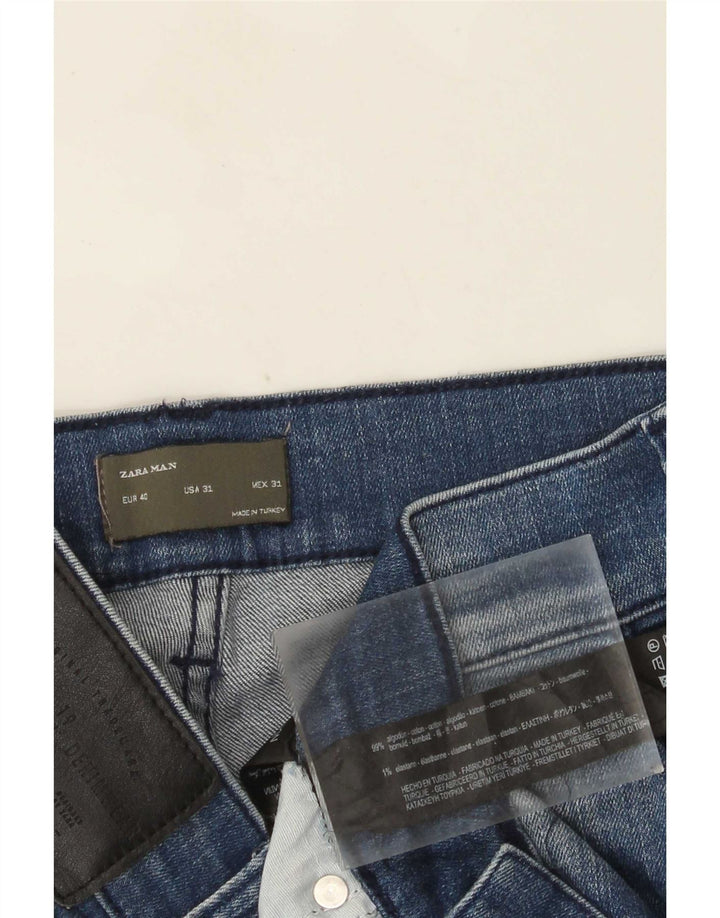 Zara Jeans ajustados desgastados para hombre EU 40 Medium W31 L28 Bloque de color azul