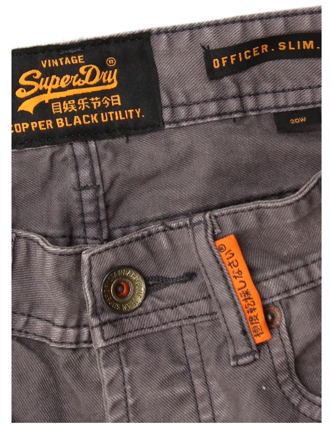 Superdry Pantalones cortos vaqueros ajustados para hombre W30 Algodón gris medio