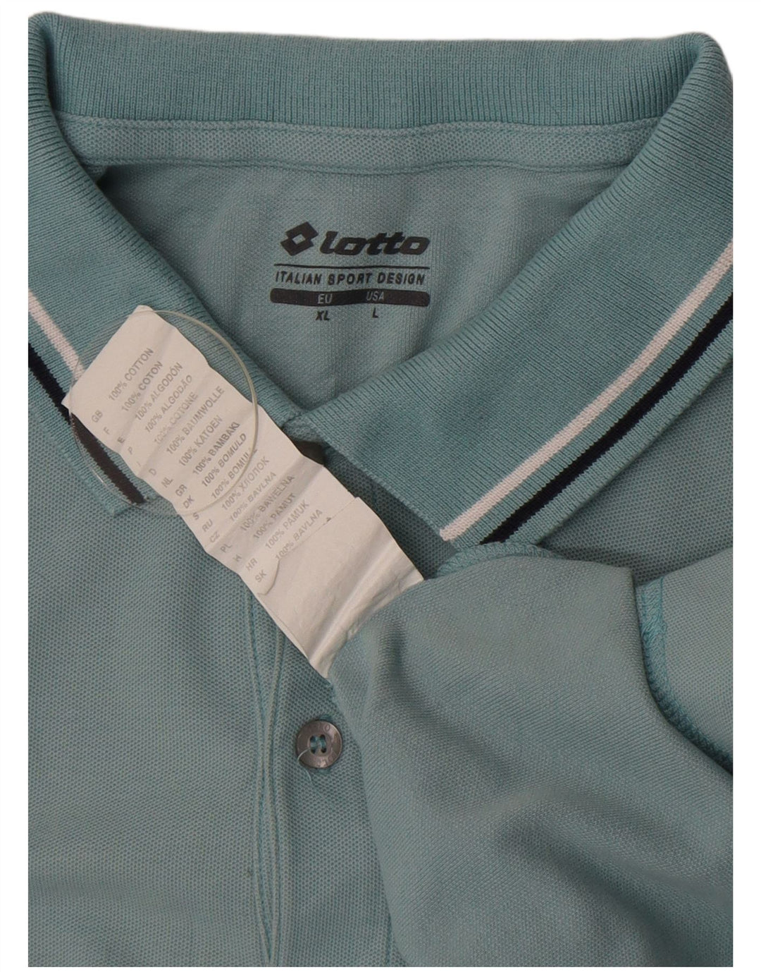 Polo Lotto Hombre Grande Azul Algodón