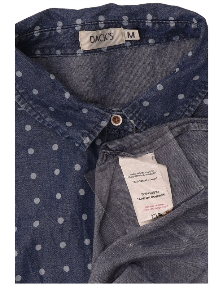 Dack's Blusa camisera de manga corta para mujer UK 44 Mediana Azul marino Lunares