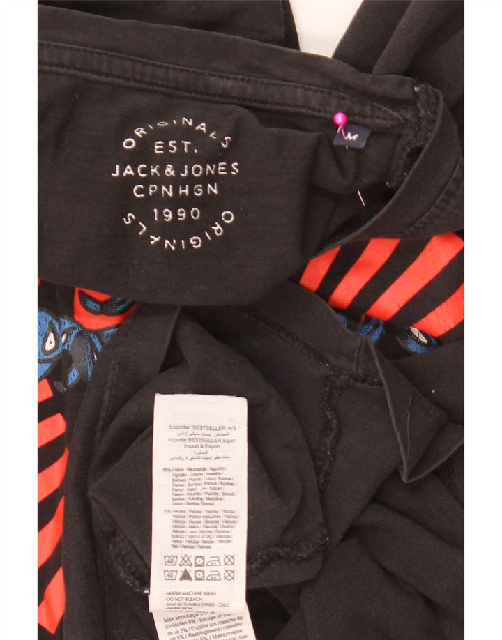 Jack & Jones - Camiseta gráfica para hombre, talla mediana, algodón negro