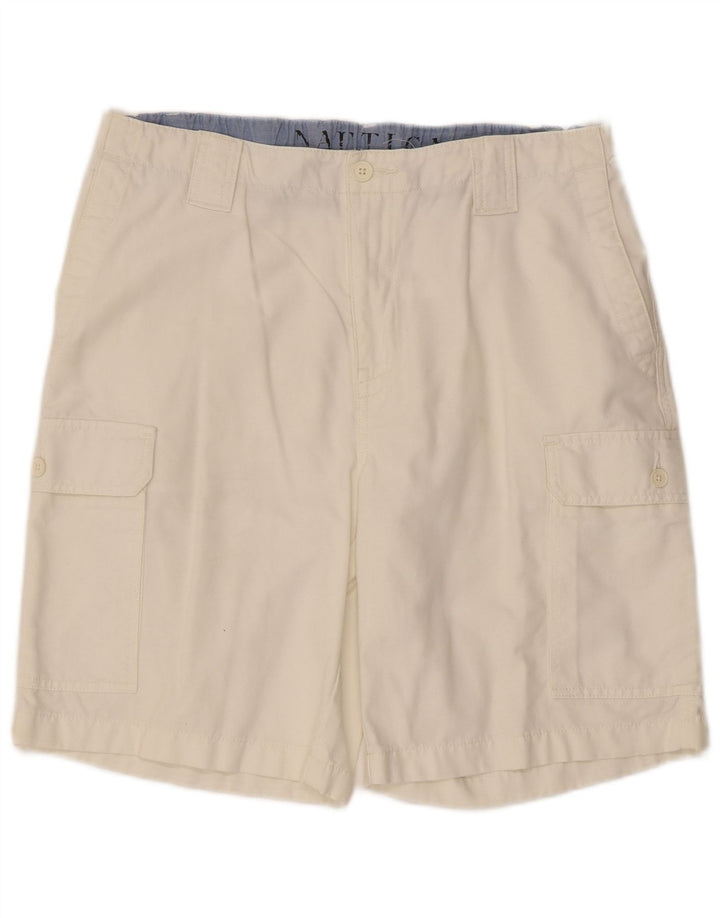 Nautica Pantalones cortos tipo cargo para hombre W34 Algodón blanco grande
