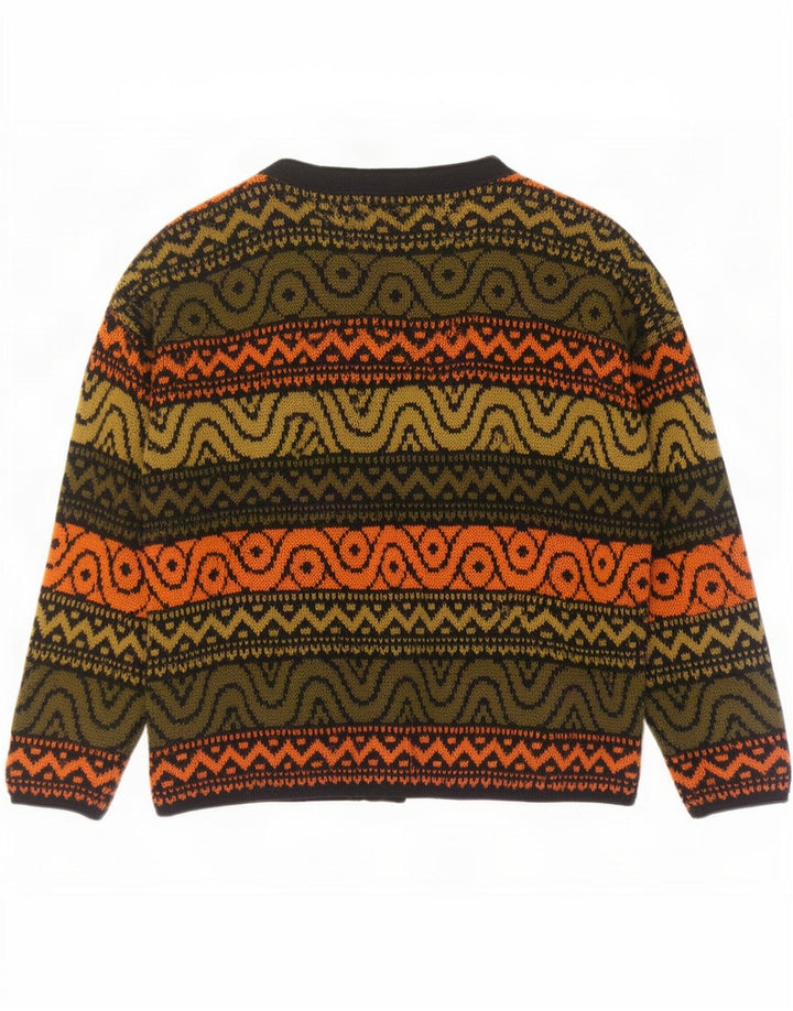 Vintage mujer oversized Cardigan suéter Reino Unido 18 XL multicolor geométrico