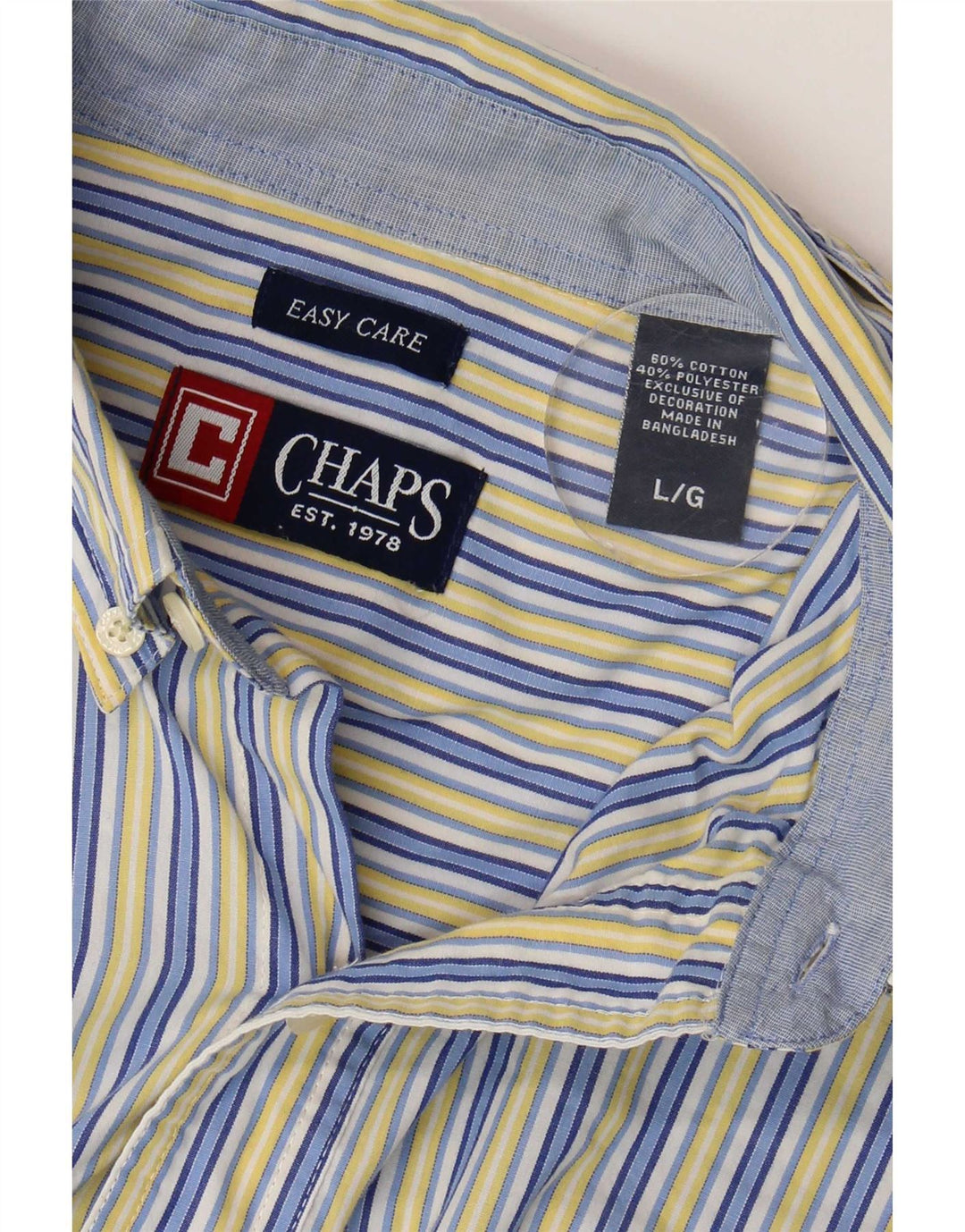 Chaps Camisa de fácil cuidado para hombre de algodón a rayas azules grandes