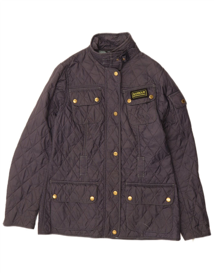 Barbour Chaqueta Acolchada Para Mujer UK 12 Mediana Azul Marino Poliamida