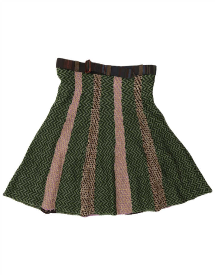 ETRO Falda acampanada de punto para mujer IT 44 Medium W30 Acetato de chevron verde