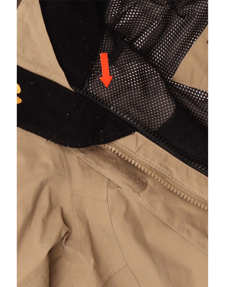 Jack Wolfskin Chaqueta impermeable con capucha para mujer UK 40/40 Medio Beige Colorblock