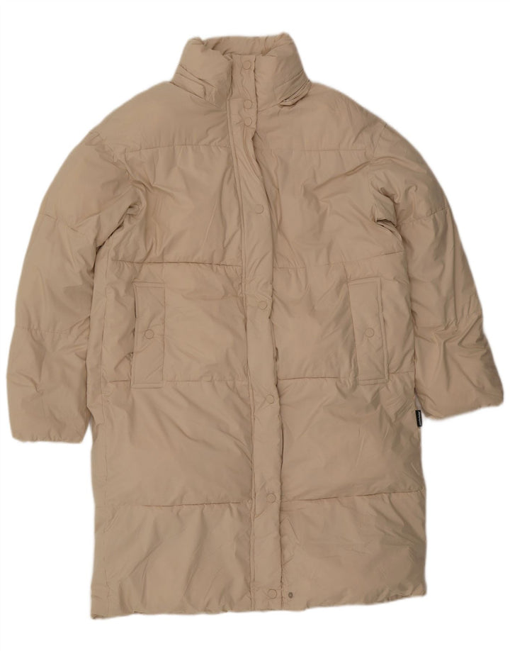 ZARA Mujer Abrigo Acolchado Extragrande UK 6 XS Poliéster Beige