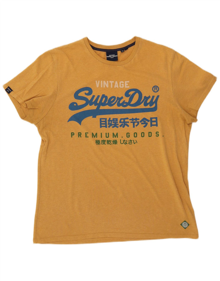 SUPERDRY Camiseta gráfica para hombre Top 2XL Algodón amarillo