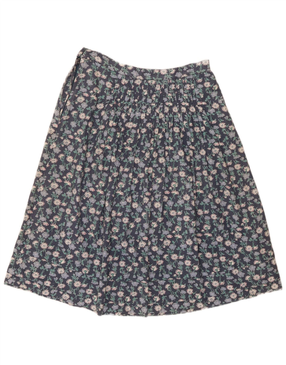Vintage mujer A-Line falda W28 azul medio floral