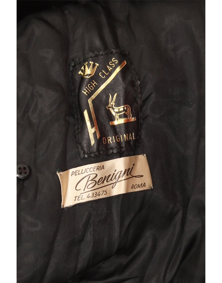 VINTAGE Mens Leather Coat UK 38 Medium Black Leather Vintage Vintage and Second-Hand Vintage from Messina Hembry 