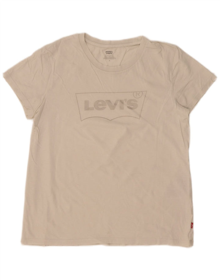 Levi's Camiseta gráfica para mujer Top UK 44 Algodón blanco mediano