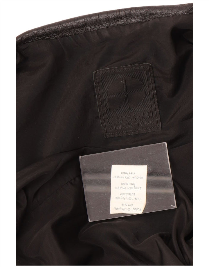 Essebi Chaqueta Bomber de Cuero para Hombre UK 40 Grande Cuero Negro