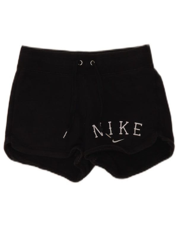 Nike Pantalones cortos deportivos gráficos para mujer UK 6 XS Algodón negro