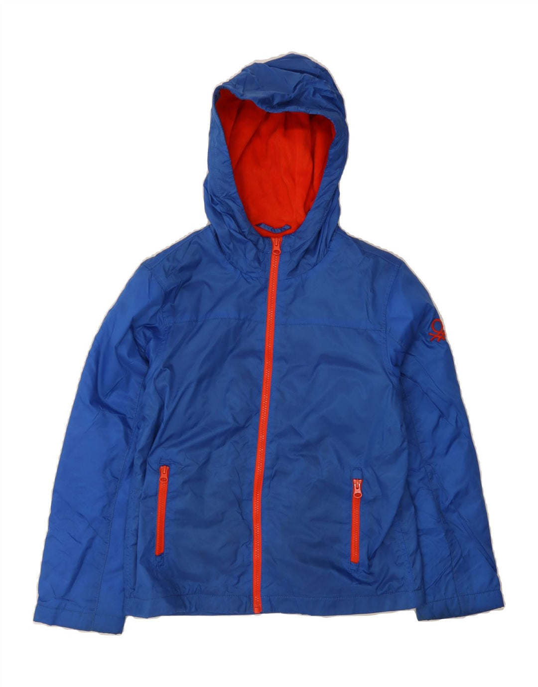 BENETTON Boys Hooded Windbreaker Jacket 10-11 Years XL Blue Polyamide Vintage Benetton and Second-Hand Benetton from Messina Hembry 