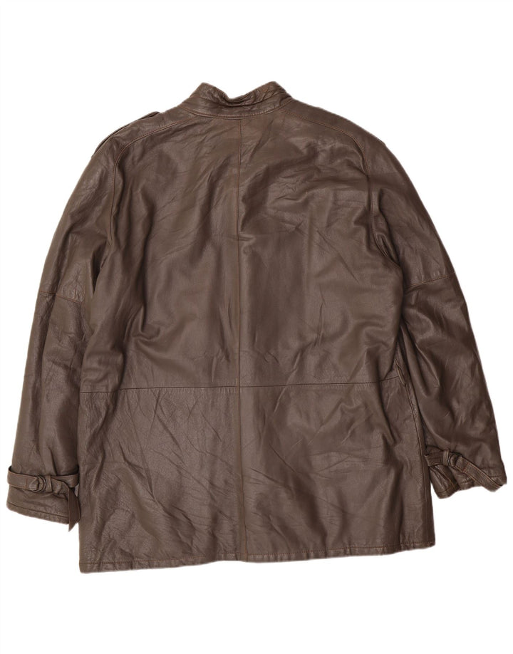 Vintage hombres chaqueta de cuero militar IT 56 3XL cuero gris