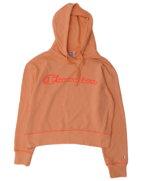 Champion Sudadera con capucha extragrande con gráfico recortado para mujer UK 46 Grande Naranja