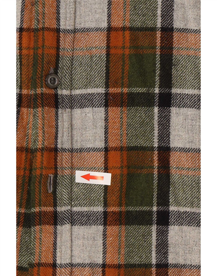 Camisa de franela vintage para hombre a cuadros multicolores grandes
