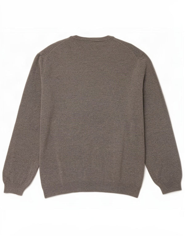 Timberland Jersey de cuello redondo para hombre, talla 3XL, lana merino moteada gris