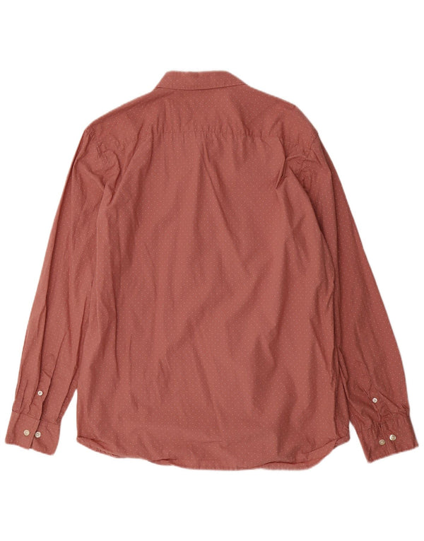 FRENCH CONNECTION Camisa Hombre XL Algodón Manchado Burdeos