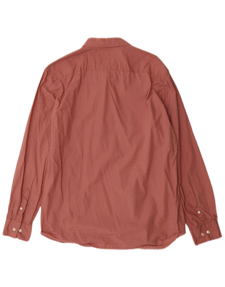 FRENCH CONNECTION Camisa Hombre XL Algodón Manchado Burdeos