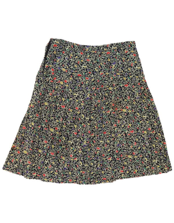 Vintage mujer patrón abstracto falda plisada W34 grande multicolor
