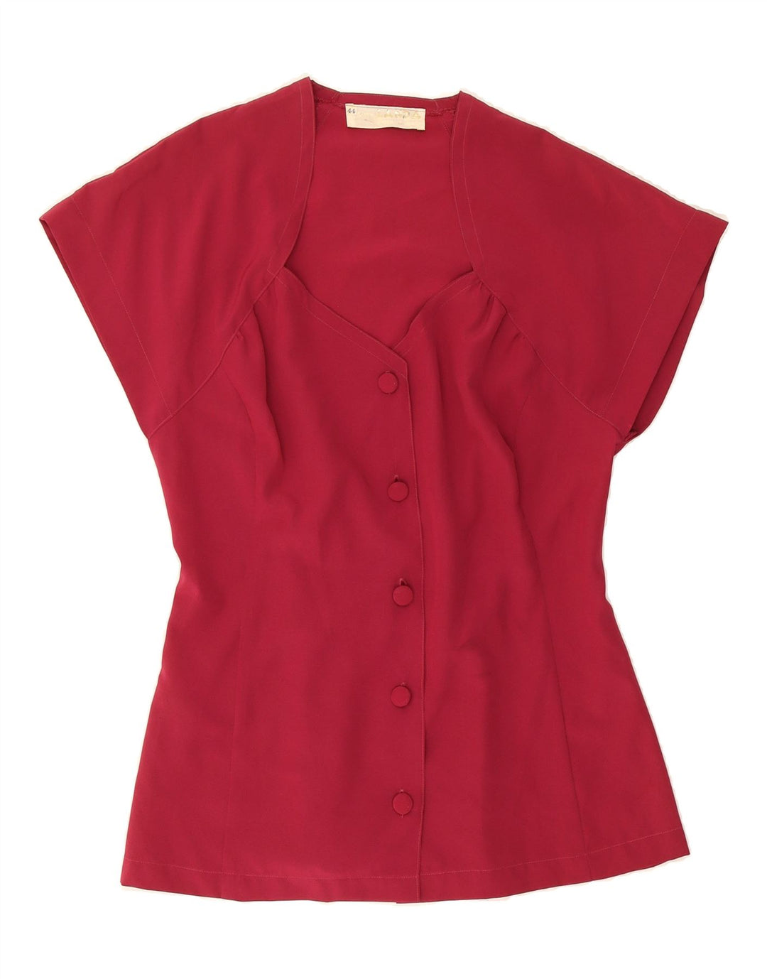 VINTAGE Womens Short Sleeve Shirt Blouse IT 44 Medium Burgundy Vintage Vintage and Second-Hand Vintage from Messina Hembry 