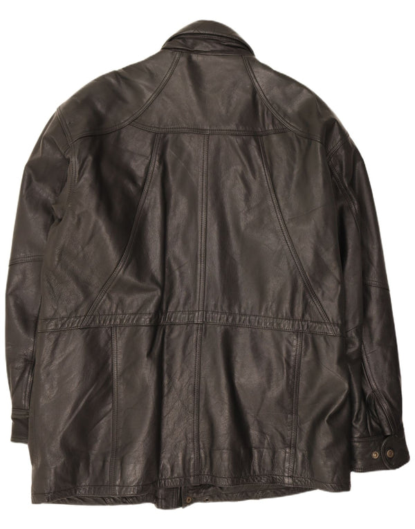 Shelter Bay Abrigo de cuero para hombre Reino Unido 40 Grande Negro